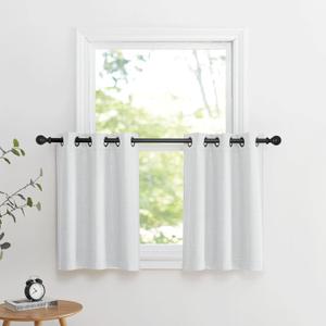 NICETOWN Farmhouse Blackout Small Curtains - Thermal Insulated Grommet Curtain Valances Room Darkening for Kitchen Window Treatments Home Decor, 34" Wide x 30" Long, 1 Pair, Greyish White