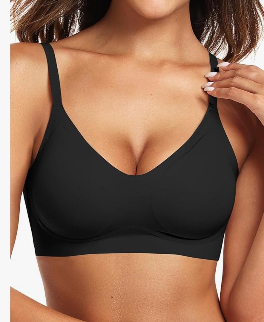 Womens Seamless Bra No Underwire Comfort Push Up Bras Buttery Soft Wireless Bralette Full Coverage Sport Everyday Bra Size L, Black