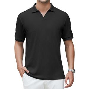 Alex Vando Mens Cotton Polo Shirts V-Neck Short Sleeve Casual Shirts for Men, Size: S