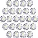 Macarrie 24 Pcs Push Tap Light 2.68" Mini Night Touch LED Puck Lamp Wireless Portable Under Cabinet 60 Lumens Battery Operated Stick On Lights for Counter Wall Closet Kitchen(Silver)