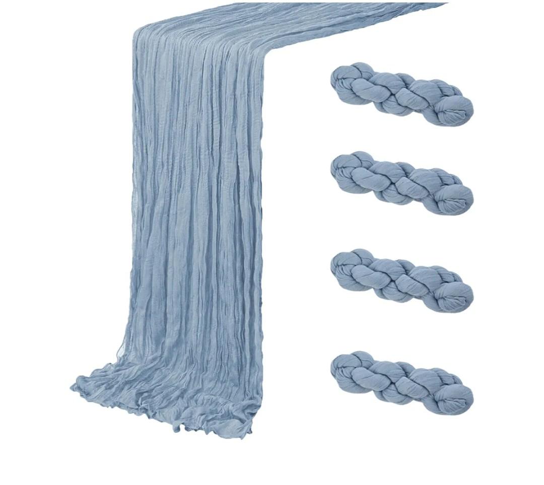 3 Pack Cheesecloth Table Runner, Table Decor 10ft Boho Gauze Cheese Cloth Romantic Wedding Runner Gauze Table Runner for Baby Shower Bridal Shower Wedding Birthday Party Table Decor (Blue)