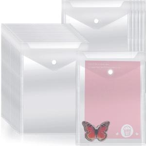 Vmiapxo 40 Pack Stamp and Die Storage Pockets, Reusable Small Plastic Envelopes Waterproof Sticker Organizer Receipt Holder Photo Storage Folders (7" x 9.4") (Clear)