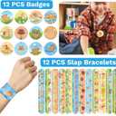 98 PCS Capybara Party Favors, Capybara Temporary Tattoos, Slap Bracelets, Keychains, Stickers, and Badges for Kids Capybara Birthday Party Decorations and Classroom Rewards