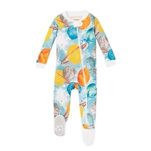 Burt's Bees Baby Baby Boys Sleepers, 100% Organic Cotton, One-piece PJs, Diagonal Zip Up Jumpsuit, Snug Fit Pajamas, 6-9M