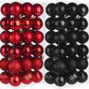 72 Pcs Red and Black Christmas Ornaments, 40mm/1.6IN Christmas Ball Tree Ornaments for Xmas Holiday Wedding Party Decorations