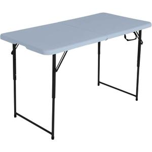 4-Foot, Height Adjustable, Fold in Half Table, Gray