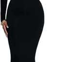 Women's Long Sleeve Bodycon Dress - Maxi Casual Fall Club Party Long Tight Pencil Dresses Black L