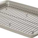 Rachael Ray Nonstick Bakeware Set without Grips, Nonstick Cookie Sheets / Baking Sheets and Cooling Rack - 2 Piece, Silver
