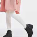 Coutgo Girls Glitter Ankle Boots Kids Ruffle Dress Booties Fashion Chunky Side Zip Casual Shoes, 8