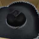 JenPen 3 Pcs Halloween Day of the Dead Mariachi Senor Adult Costume Accessory Silver Trim Black Sombrero, Bow Tie, Rose Decor, just the sombrero