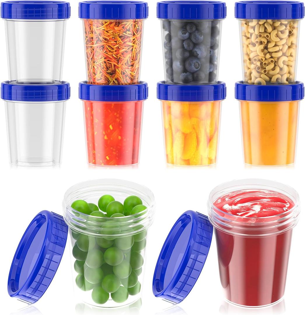 [10 Pack] 4oz Salad Dressing Container to Go - Small Containers with Lids Leakproof Condiment Containers with Screw Lids Reusable Stackable Plastic Dip Sauce Containers