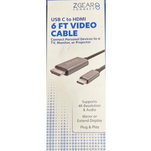 Zgear USB-C to HDMI Cable 6 Foot Supports 4K Resolution & Audio Plug & Play