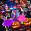 80s Outfit Women Costume Accessories Set T Shirt Shorts Tutu Skirt Neno Party Leg Warmers Headband (Large)