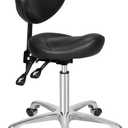 Kaleurrier Ergonomic Rolling Swivel Saddle Stool with Wheels - Hydraulic Lifting Height Adjustable Saddle Chairs for Clinic Hair Salon Lab Office Drafting Chairs (Black, with Back)