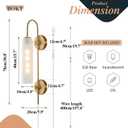 BOKT Mid Century Modern Plug in Wall Sconces Indoor Long Brushed Gold Milk White Glass Sconces Wall Lighting Single Wall Sconce Bathroom Vanity Light Brass Wall Mounted Light Fixture (White)
