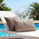 SYSLOON Outdoor Pillow Covers 20x12 Inch Set of 2,Waterproof Pillow Covers for Summer Patio Tent Balcony Couch Sofa Pillow Covers Home Decor,Light Gray