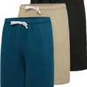 Real Essentials 3 Pack: Mens 9" Cotton Fleece Sweat Short  Casual Gym, Lounge & Sleep Shorts with Pockets (Large, Set 7)