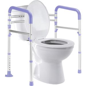 Lianjindun Toilet Safety Rails, Adjustable Toilet Frame for Elderly, Seniors, Handicap & Disabled, Foldable Handicap Toilet Handles Fit Any Toilets（Purple）