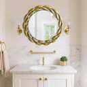 24 Inch Gold Round Wall Mirror Decorative Circle Bathroom Vanity Mirror Wall Mounted Mirrors for Living Room Bedroom Entryway