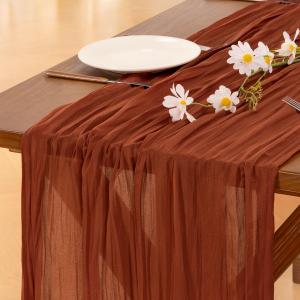 Socomi 10pcs Terracotta Valentine's Day Cheesecloth Table Runner Boho Rustic Gauze 120 inch 10FT Cheese Cloth Runner for Wedding Party Baby Shower Birthday Home Decor Holiday Decorations