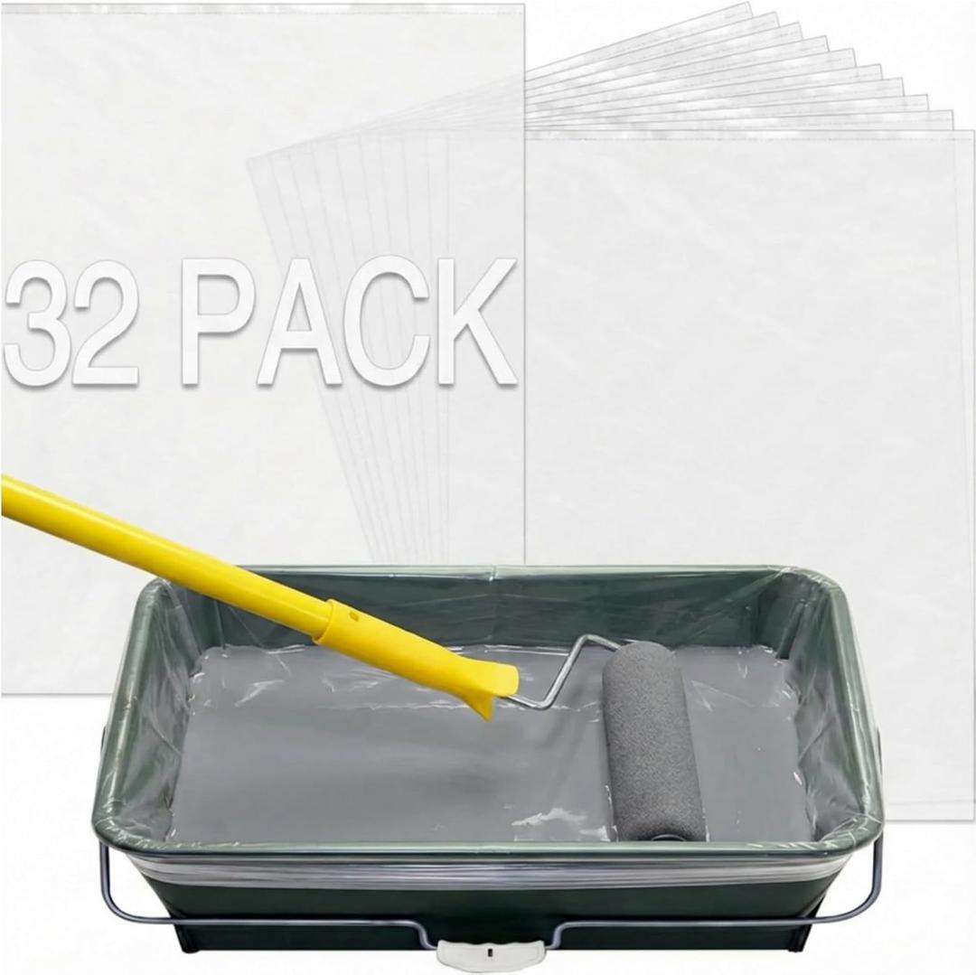 Maitys 32 Pack Disposable Clear Paint Bucket Liner 39.4 x 25.6 Inches Use with Latex Solvent Based Paint for Painting and Keeping Buckets Clean