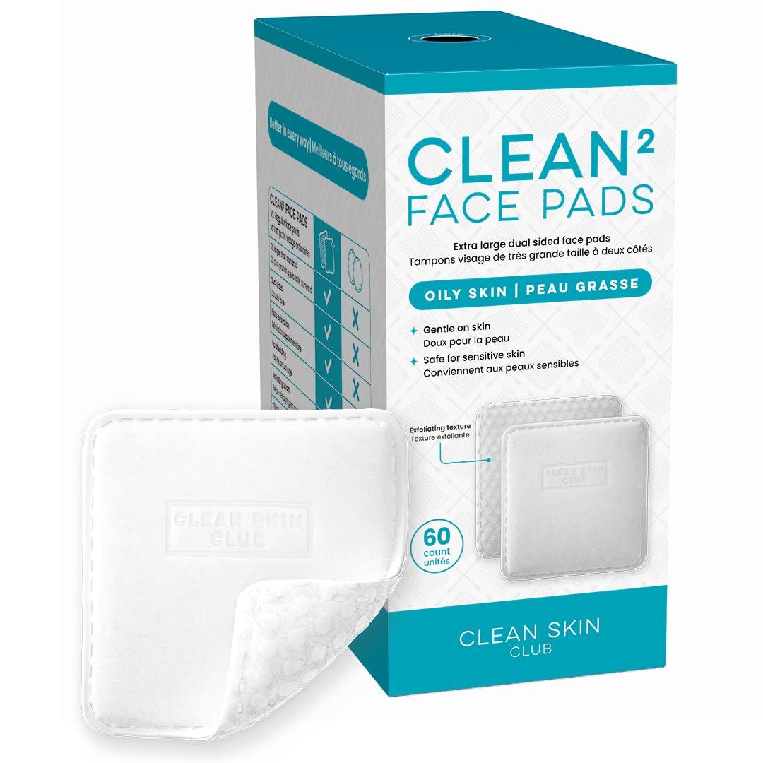 Clean Skin Club Clean Blemish Control Face Pads Extra Large Dual-Sided Face Pads for Blemish-Prone Skin, 100% Bio-Based, Dermatologist Approved, 60 Count