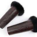 Joukavor Faux Fur Viking Leather Bracers Medieval Arm Guards Gauntlets Wristbands for Women Men LARP Accessories, One Pair