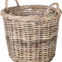 Kouboo Kobo Rattan Round Planter, Gray Decorative Storage Basket, 17"D x 17"W x 16"H