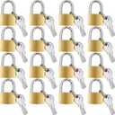 Hotop 16 Pieces Mini Padlock Small Solid Brass Locks 1.25'' with 3 Keys for Luggage, Backpack, Gym, Suitcase, Classroom Matching Game and More