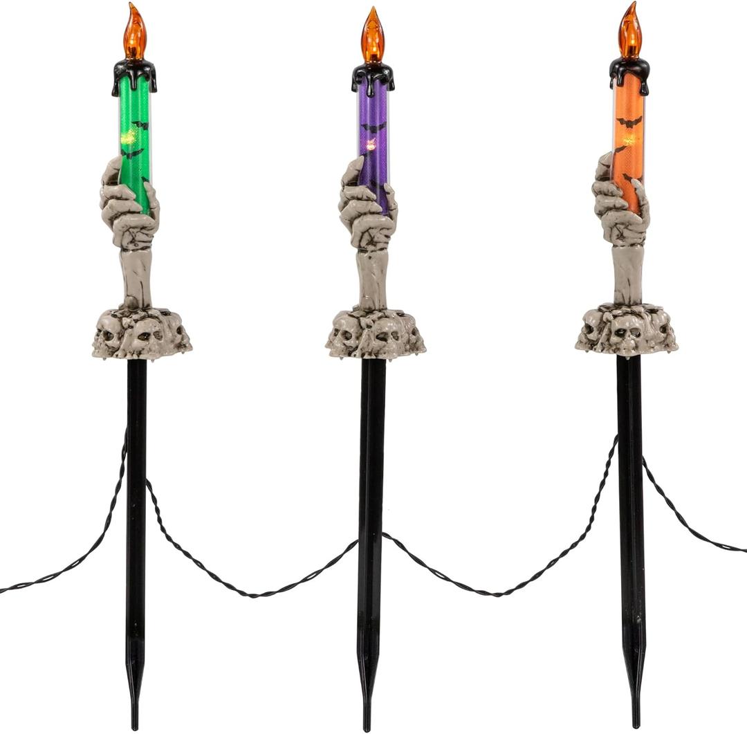 LED Lighted Skeleton Candle Halloween Decorations  8.75' - Set of 6