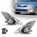 Fog Lights for 2012 2013 2014 Toyota Camry Assembly Replacement Kit with Wiring And Switch H11 12V 55W Halogen Bulbs(Chrome cover)