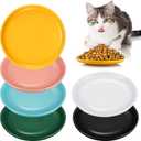 6 Pcs Ceramic Shallow Cat Food Dish 6 Inch Whisker Fatigue Free Round Bowls Wide and Small Pet Plate Feeding Bowls for Kittens and Short Legged Cat, Microwave and Dishwasher Safe