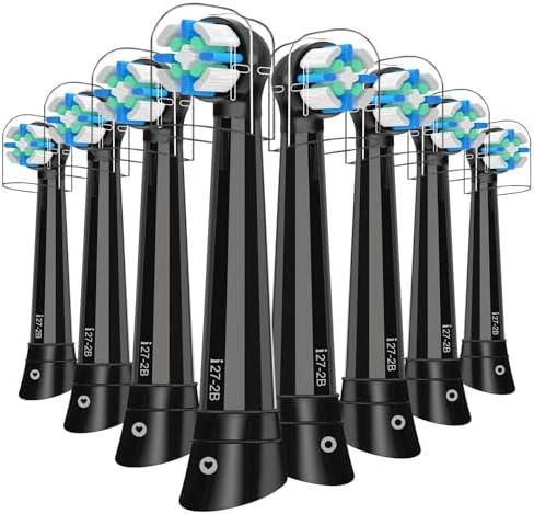 8 Pcs IO Replacement Heads Compatible with Oral B IO 2/3/4/5/6/7/8/9/10/Deep Clean Series Electric Toothbrushs, Toothbrush Heads with Medium Bristles Compatible with Oral B IO (Black)