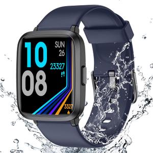 Fitness Tracker Watch with Heart Rate Monitor, Activity Tracker with Pedometer, Sleep Monitor, Calories & Step Counter, 5ATM Waterproof Smart Watch for Women Men Health Fitness Watch for Sports (Blue)