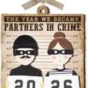 3 x Engagement Wedding Gifts for Couples 2026 - The Year We Became Partners Wedding Ornaments, Funny Bridal Shower Gifts for Decor, Wood Ornaments for Just Married Gifts, Newly Wed Gift for Mr Mrs Couple