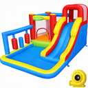Bounce House Inflatable Bouncy Castle with Punching Bag,Ball Pit,Climbing Wall Jumping House with Slide for Kids 3-10 Indoor/Outdoor Play Gifts for Boys & Girls (Blue)