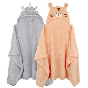 Toddler Bath Towel Hooded Kids Towels Baby Bath Towels for Boy Girl 0-5 Year, 2-Pack Thick Absorbent Toddler Towels with Hood Kids Bath Towel, Large 50''x32'' Baby Hooded Towel for Kids (Orange & Gray)