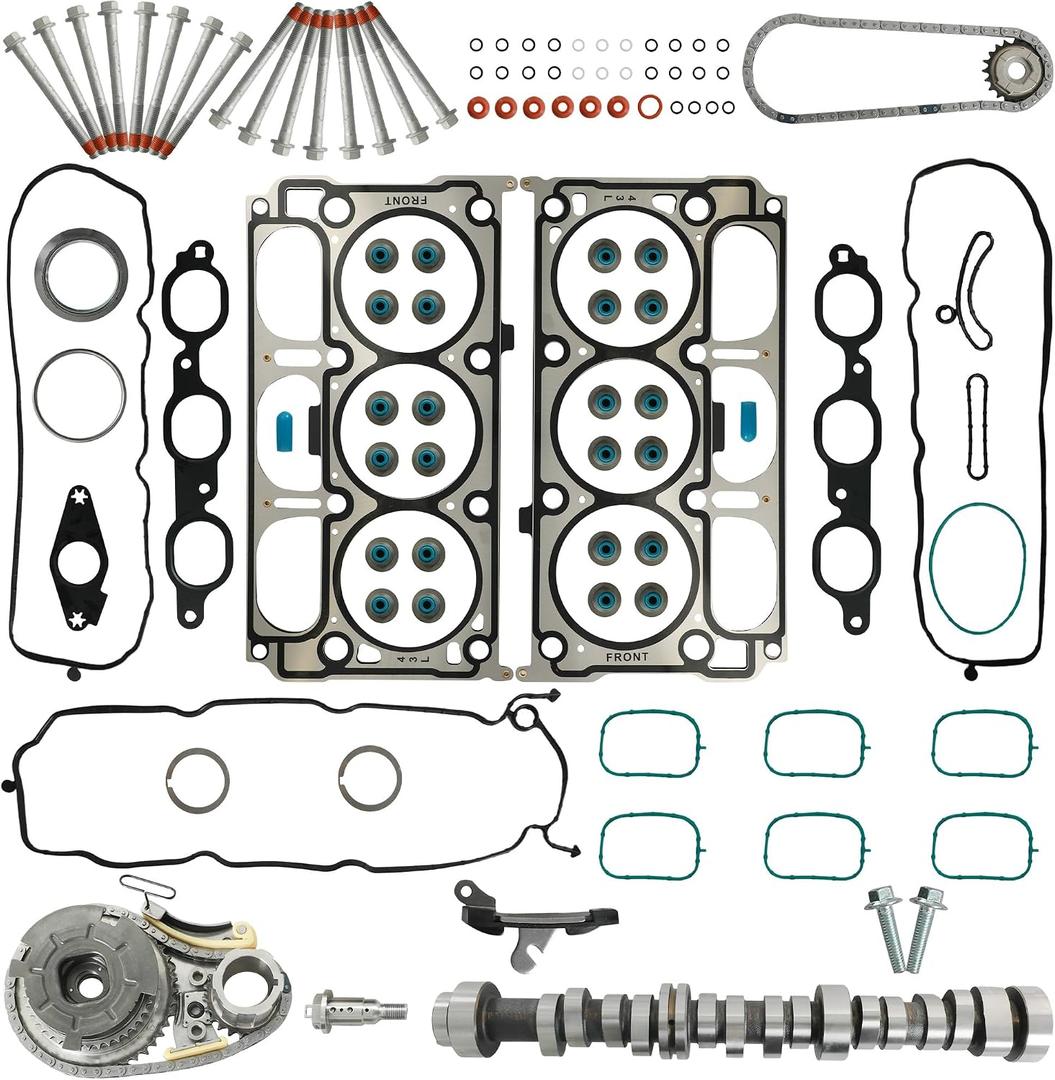 4.3 NON AFM DOD Camshaft Kit Timing Chain Kit with Head Gasket Set Compatible with 2014-2021 Chevy/Chevrolet Silverado 1500 GMC Sierra 1500 4.3L V6 Engine 12633773 12632968 SKES0581