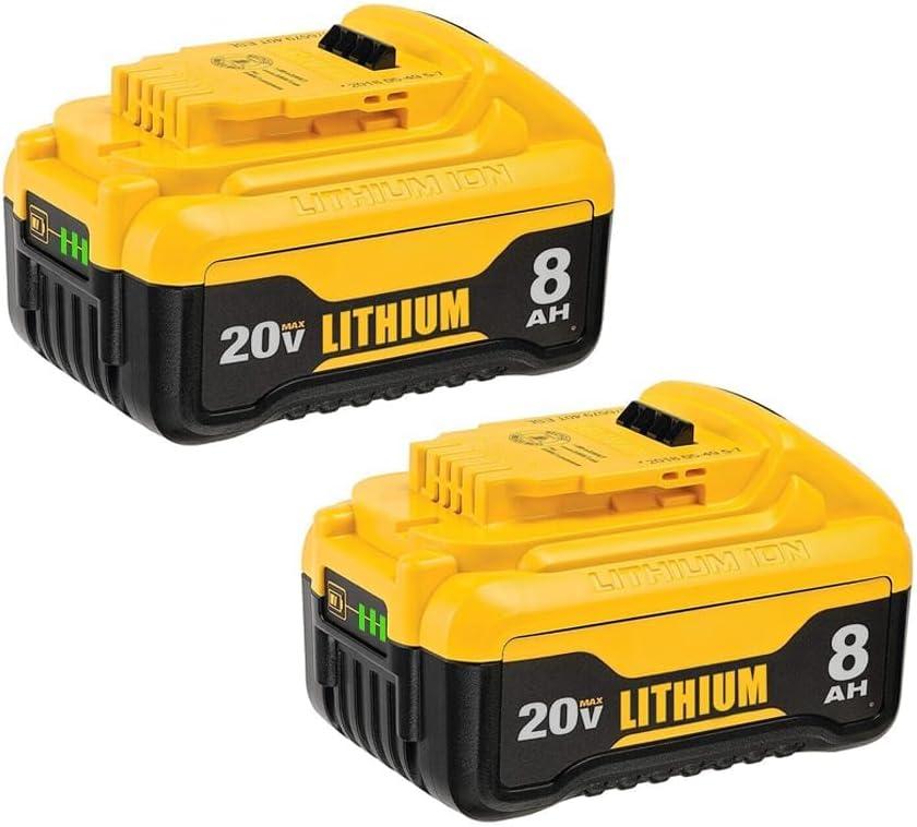 2 Pack 8000mah Replacement for Dewalt 20V Max Battery Replace for Dewalt 20V Lithium-ion DCB201 DCB200 DCB205 DCB206, Compatible with DeWalt Cordless Power Tools and Chargers
