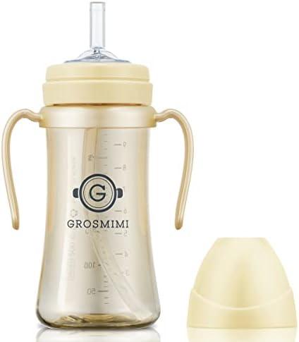 GROSMIMI Spill Proof no Spill Magic Sippy Cup with Straw with Handle for Baby and Toddlers, Customizable, PPSU, BPA Free 10 oz (Butter)