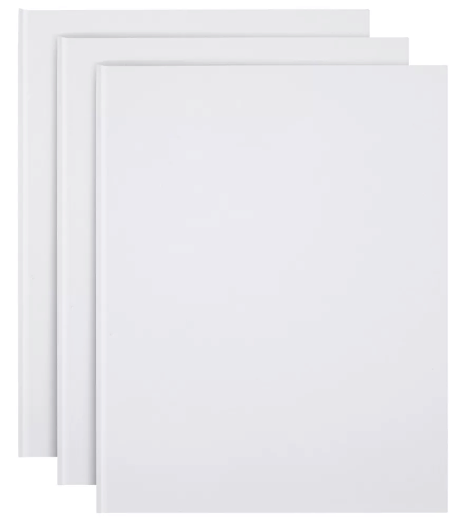 Paper Junkie White Hardcover Blank Books for Kids to Write Stories, 8.5x11 Unlined Journals for Students (36 Pages, 3 Pack)
