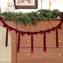 Giegxin 2 Pcs 13.2ft Christmas Velvet Bow Garland Ribbon Bow Garland Banner Bows Velvet Christmas Ornaments Reusable Vintage Bows Decoration for Xmas Tree Fireplace Staircase (Burgundy)