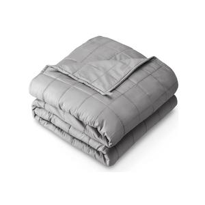 Bare Home Weighted Blanket All-Natural 100% Cotton with Nontoxic Glass Beads 40"x60" 10lbs, Light Grey