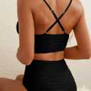 Herseas 2 Piece Bikini Set U-Wire Cutout Popular Swimsuit High Waisted Textured 2026 Summer Beach Swim Bathing Suits (Medium, Black)