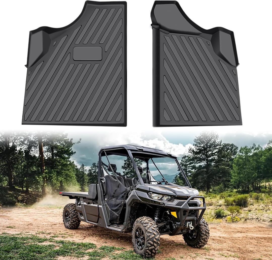 TPE Floor Mats for Defender, Front Row Floor Liners Compatible with Can Am Defender/Defender Max HD5/ HD8/ HD10 2016-2025 Accessories All Weather Protection Black Slush Liners
