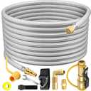 36 FT Quick Connect Propane Hose for RV to Gas Grill, RV Quick Connect with 1/4" Safety Shutoff Valve, LP Quick Disconnect Propane Hose with Elbow Adapter for Blackstone 17"/22" Griddle