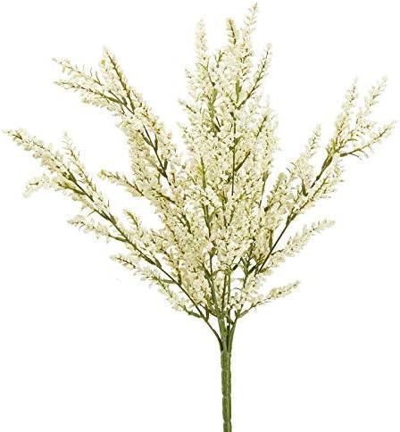 Factory Direct Craft Cream Artificial Heather Bush - Faux Wispy Cream Heather Wildflower Bush for Flower Arrangements and Spring or Summer Decorations