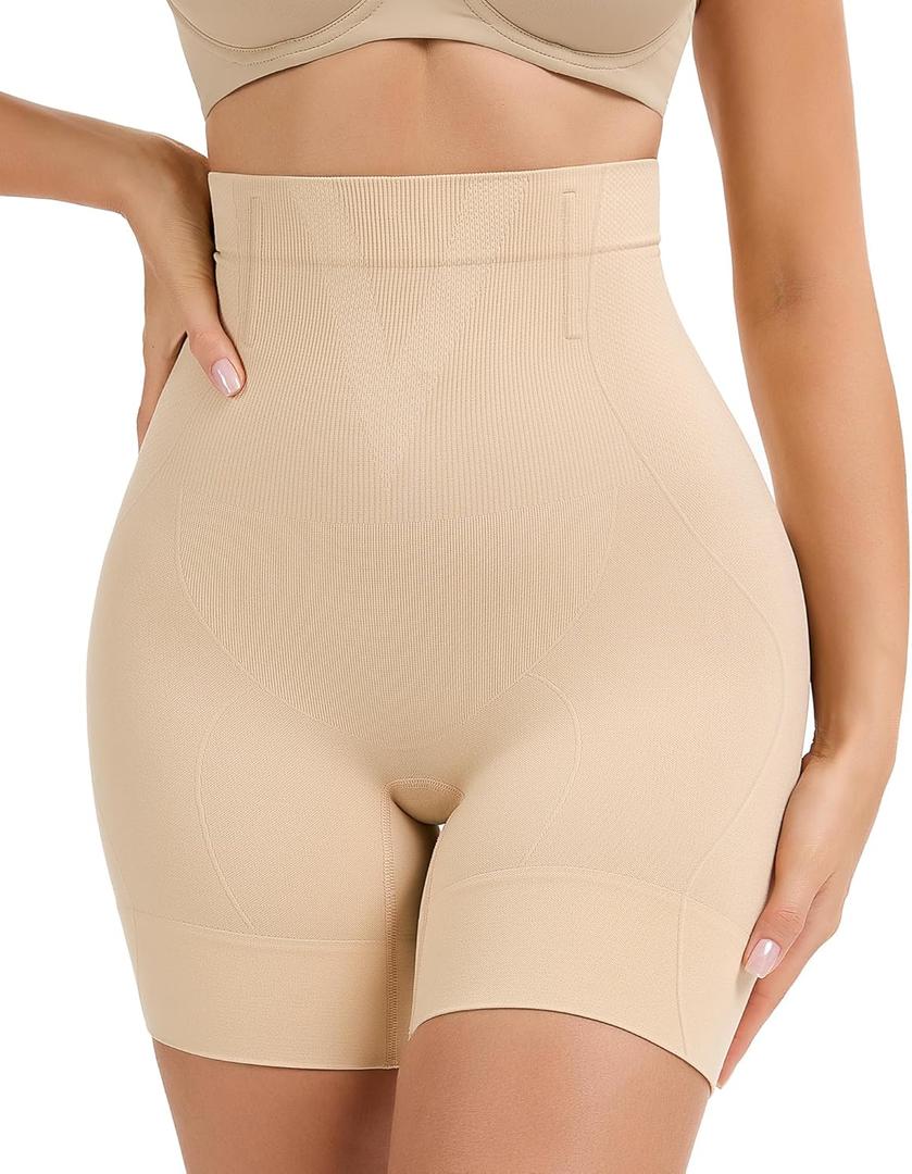 Shapewear Tummy Control Shorts - High Waisted Shapewear Underwear Body Shaper Butt Lifting Shorts Under Dresses (Beige, M)