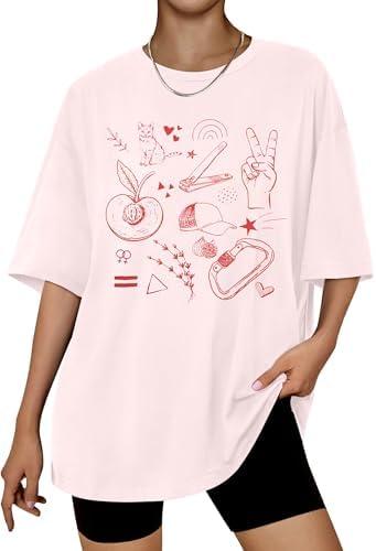 Magical Shirt Women Magic Sun Print Tshirt Cute Sunshine Graphics T Shirts Summer Vacation Short Sleeve Tops, XL, Pink