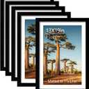 13x19 Picture Frame Set of 5, Black Poster Frame, Display Pictures 11 x 17 with Mat or 13 x 19 Without Mat for Horizontal or Vertical Wall Mounting, Wall Gallery Frame
